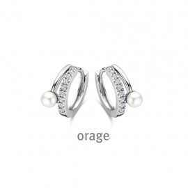 Orage Oorringen BA056 in zilver met zoetwaterparel